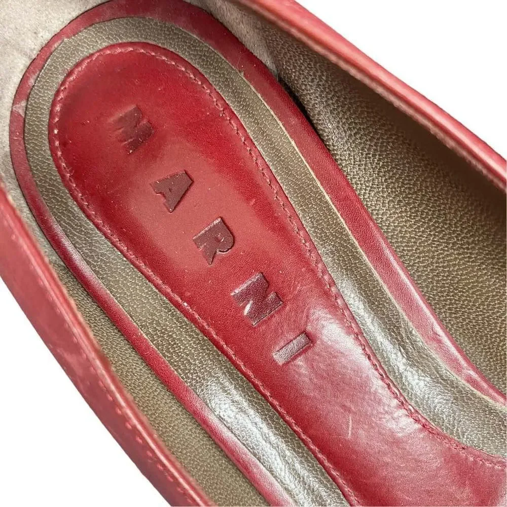 Vintage Marni Red Leather Kitten Heels - Size 5